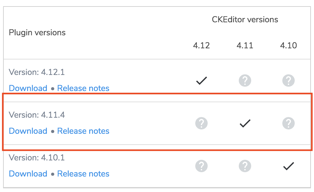 CodeSnippetのバージョン4.11.4を選択した画面