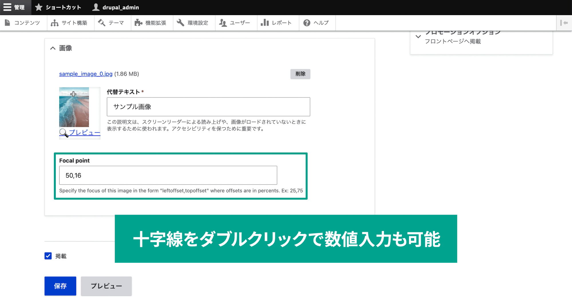 スクリーンショット「十字線をダブルクリックで数値入力も可能」