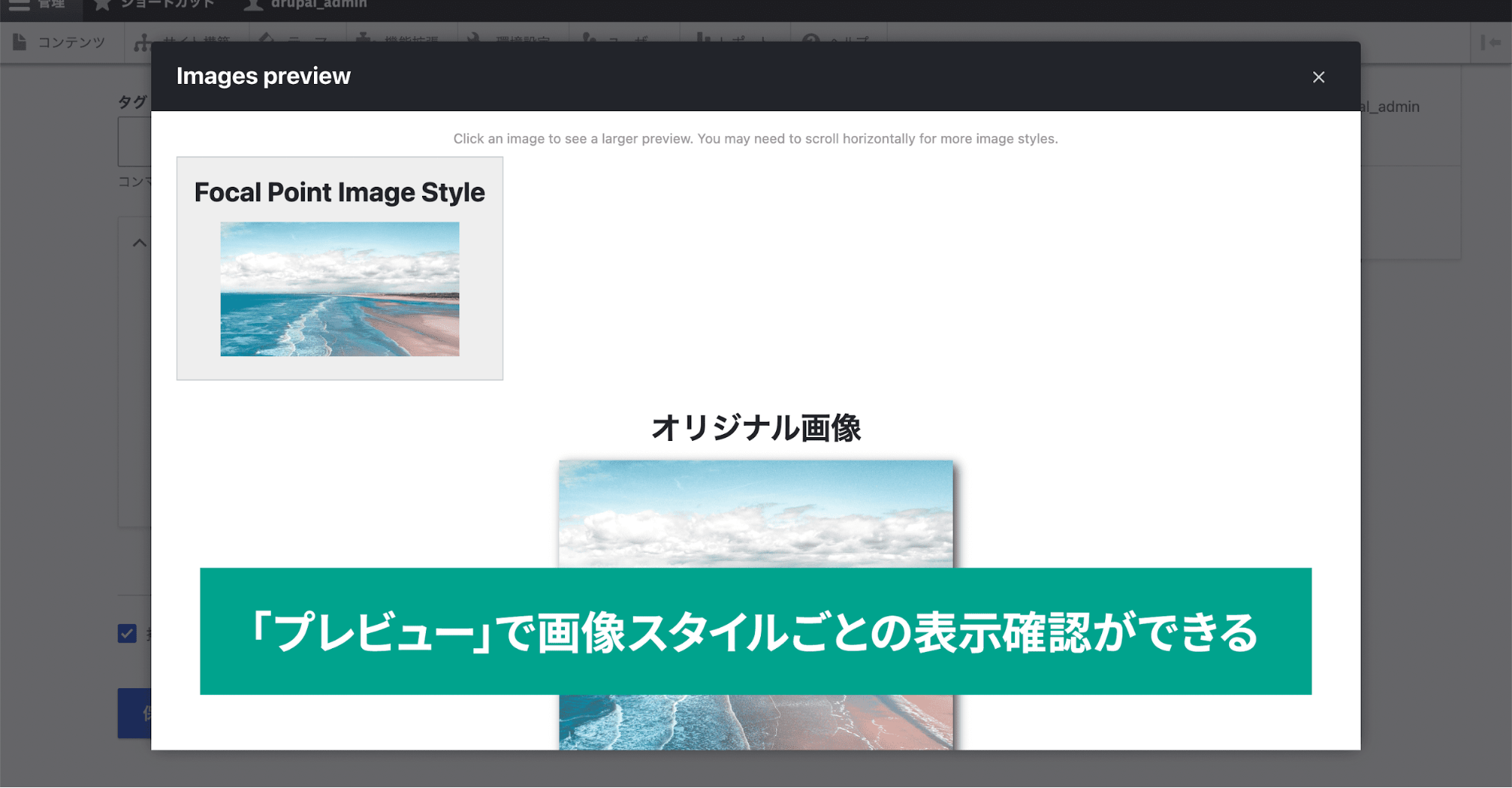 スクリーンショット「プレビューで画像スタイル後と表示確認ができる」