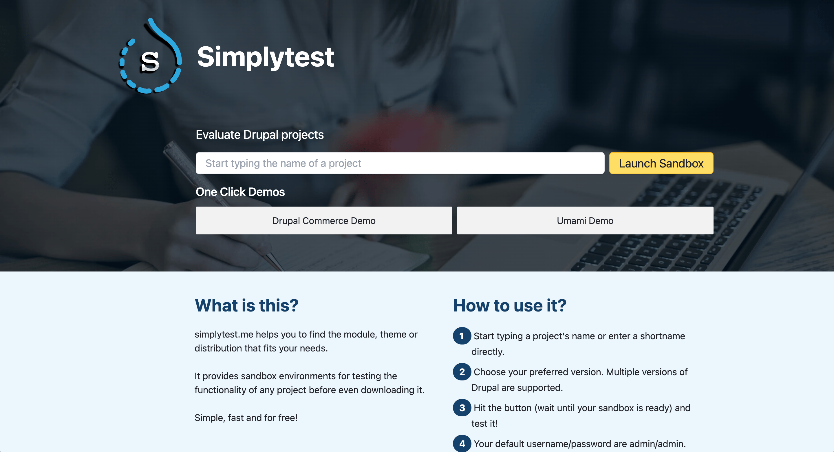 スクリーンショット　SymplytestのHP