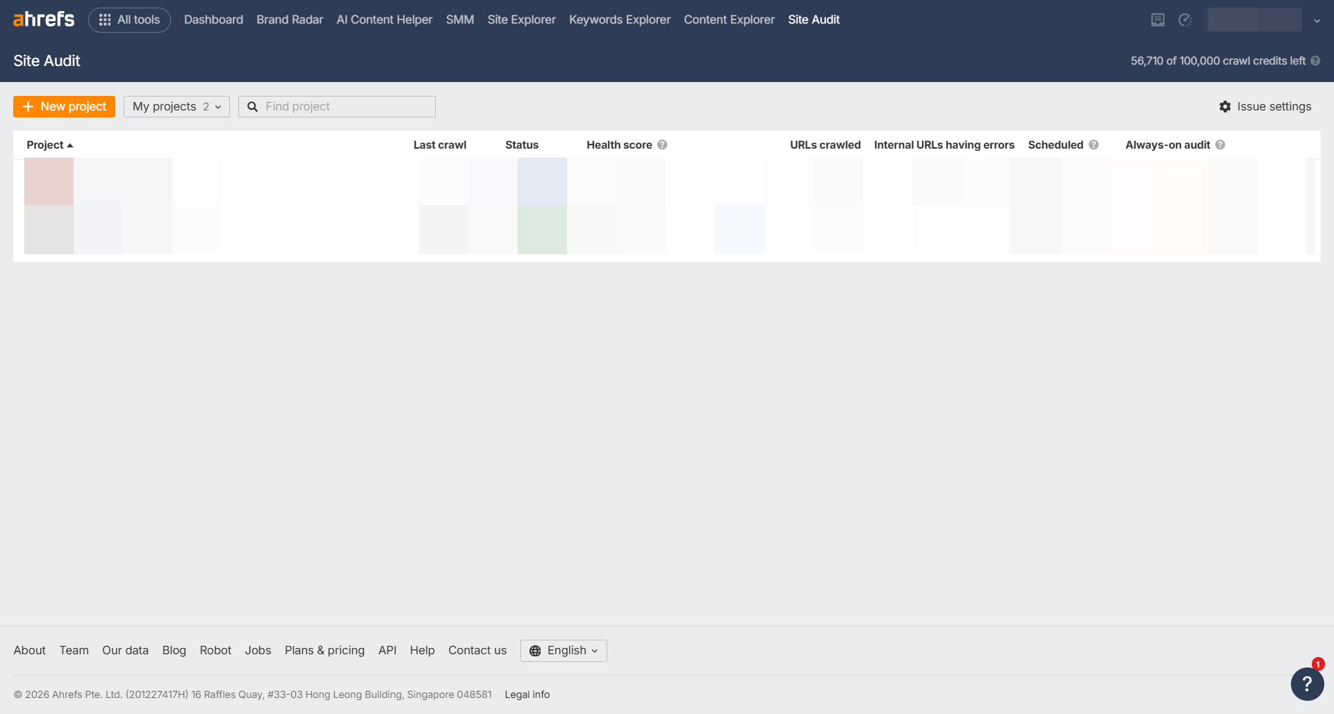 ahrefsサイト監査プロジェクト